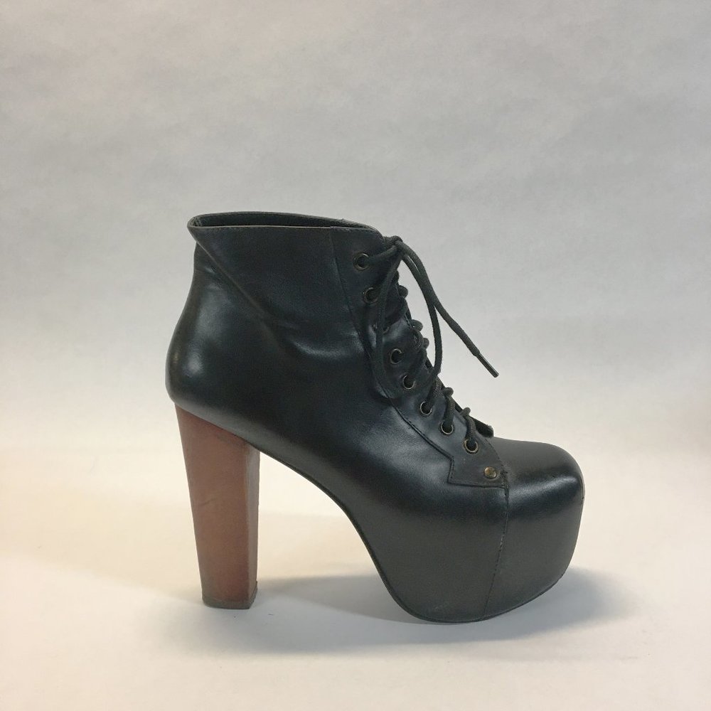 Jeffrey Campbell Lita Platform Lace-Up Leather Ankle Boots